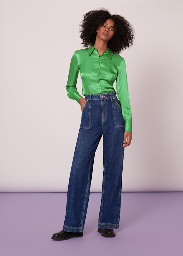 Lime Hallie Silk Mix Shirt
