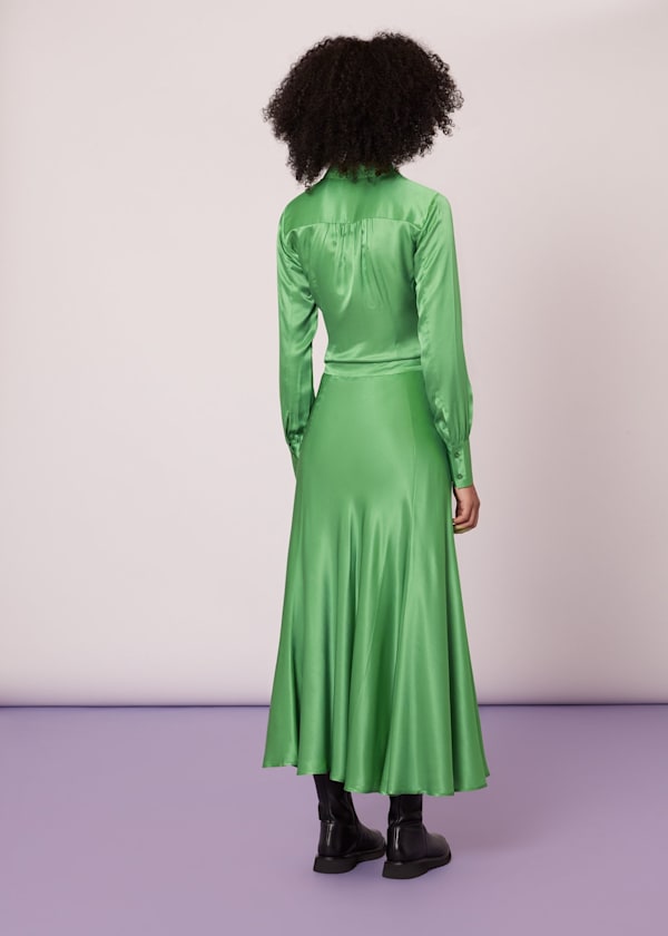 Lime Hallie Silk Mix Skirt