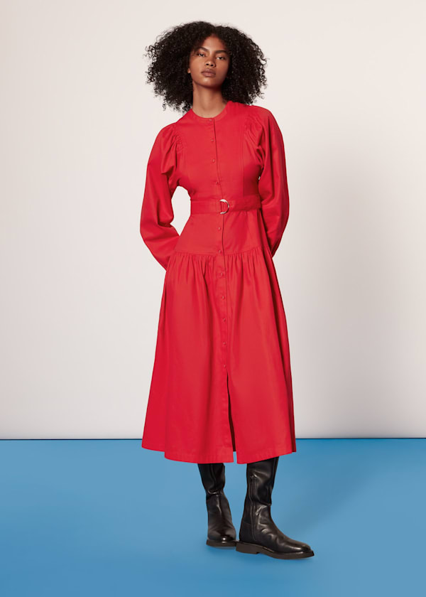 Red Ilya Full Sleeve Dress