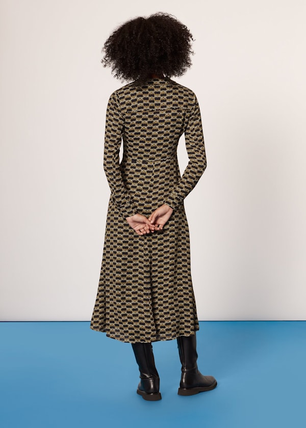 Black Tangle Check Shirt Dress