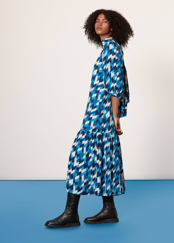 Blue Diagonal Diamond Dress