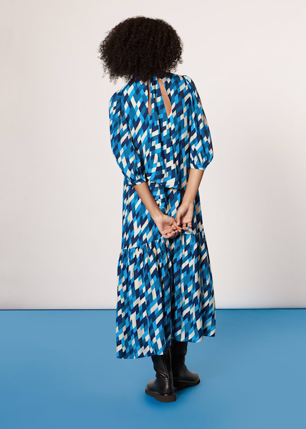 Blue Diagonal Diamond Dress