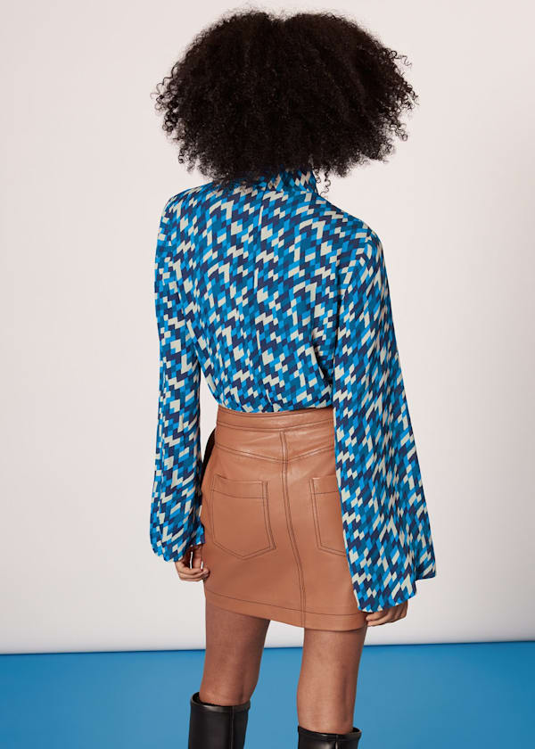 Blue Diagonal Diamond Top