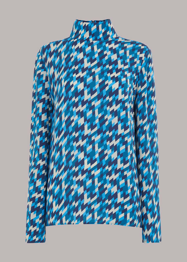 Blue Diagonal Diamond Top
