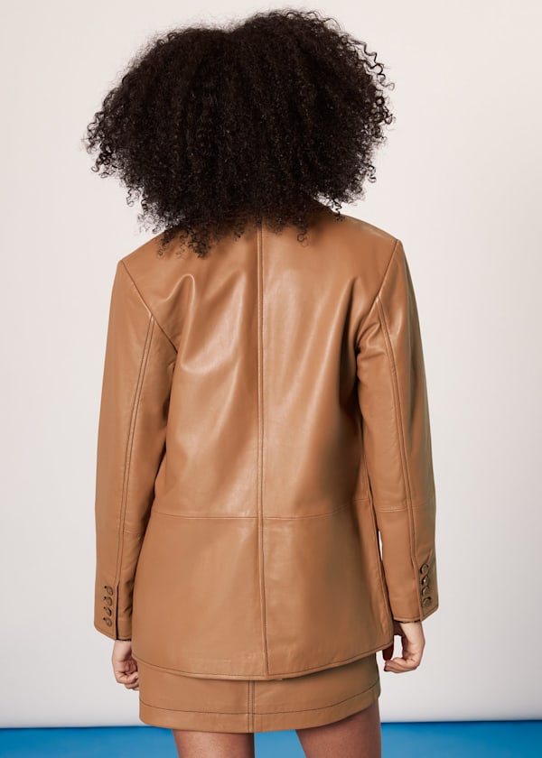 Neutral Stevie Leather Blazer