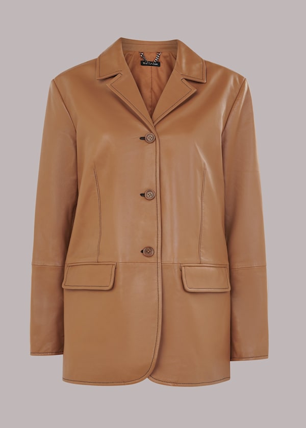 Neutral Stevie Leather Blazer