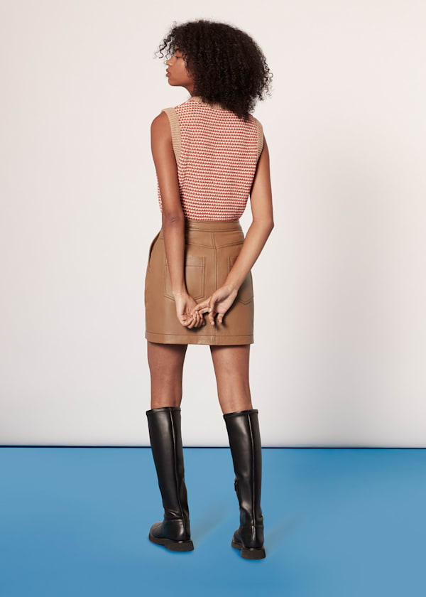 Neutral Stevie Leather Mini Skirt