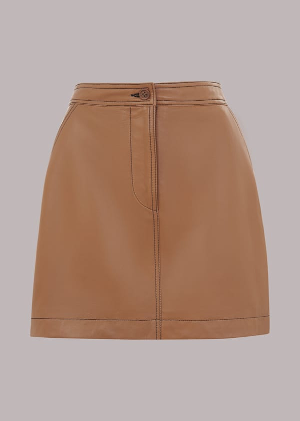 Neutral Stevie Leather Mini Skirt