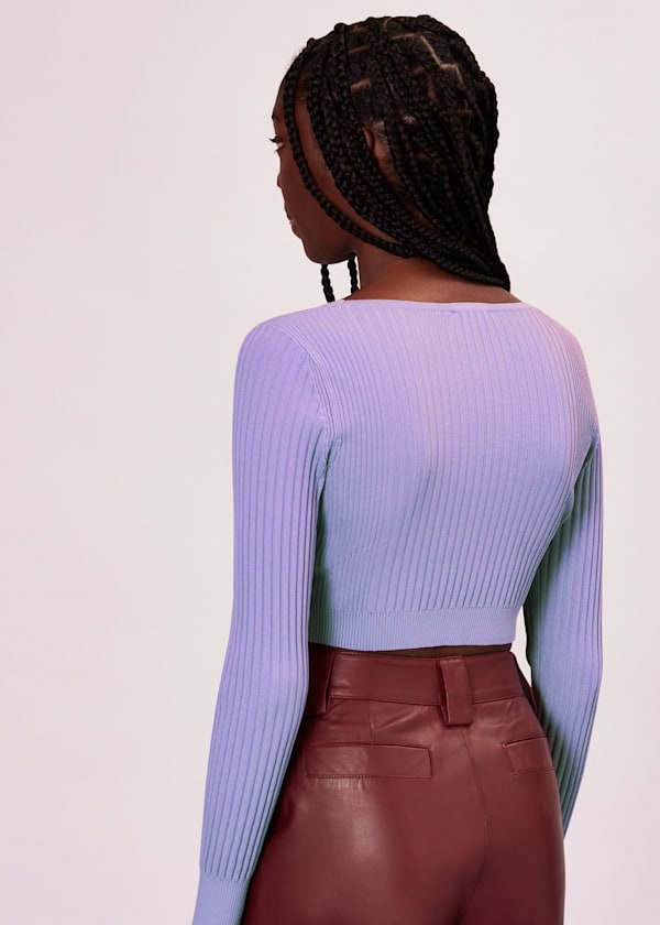 Lilac Square Neck Rib Knit