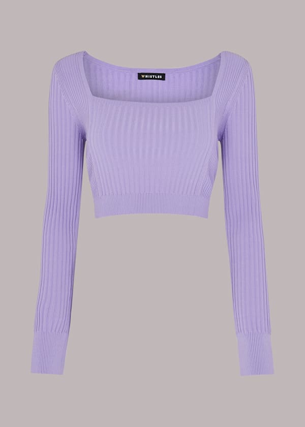 Lilac Square Neck Rib Knit