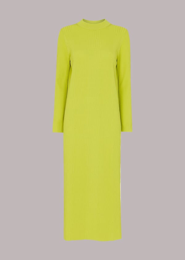 Lime Mixed Rib Knit Dress