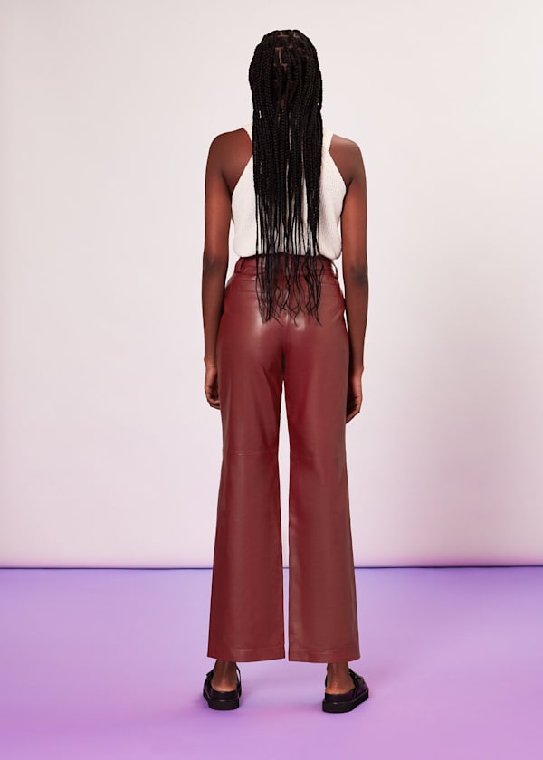 Burgundy Emily Leather Pants