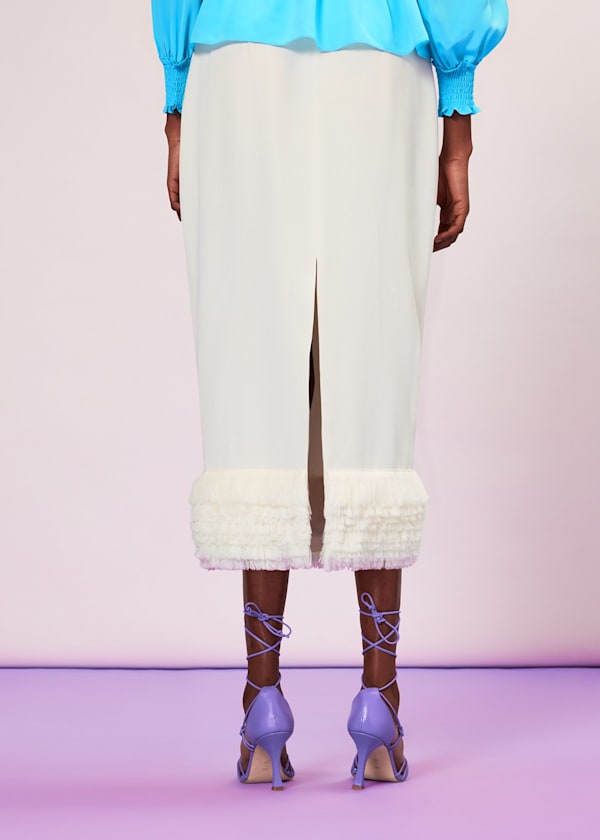 Ivory Fringe Detail Skirt