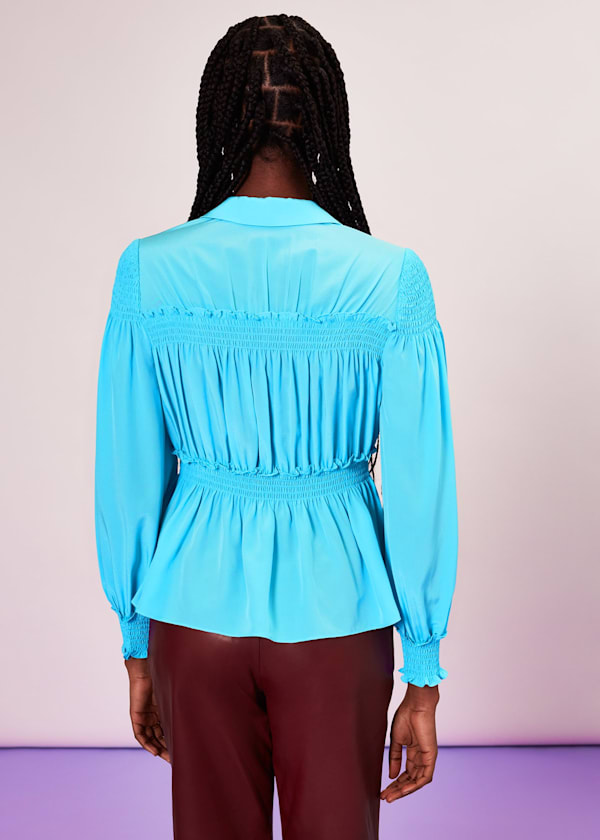 Blue Eleanor Tie Front Shirt