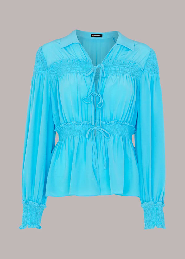 Blue Eleanor Tie Front Shirt