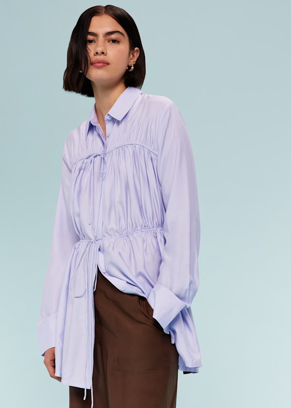 Lilac Drawcord Cut Out Back Shirt