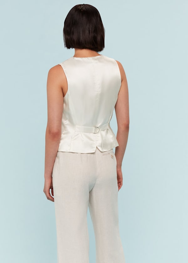 Neutral Bina Linen Waistcoat