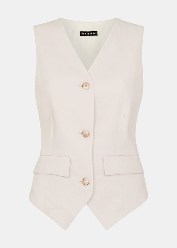 Neutral Bina Linen Waistcoat