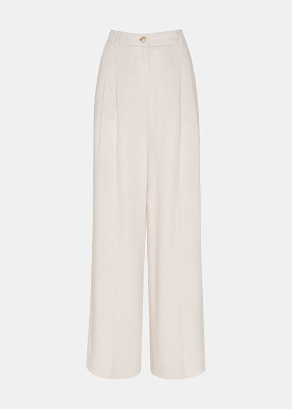Neutral Lea Pleat Linen Trouser