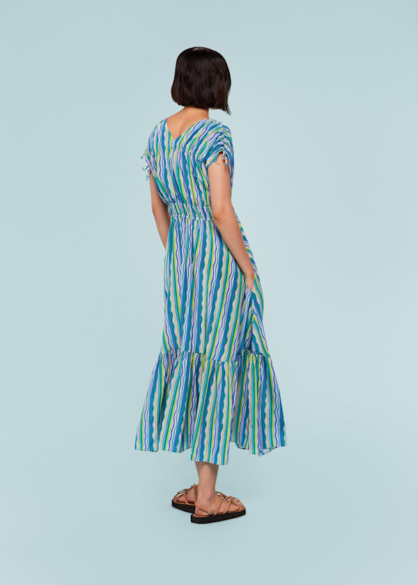 Multicolour Wiggle Stripe Silk Dress