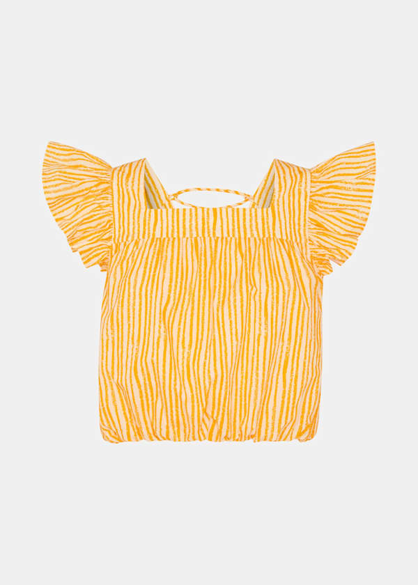 Yellow Chalk Stripe Print Top