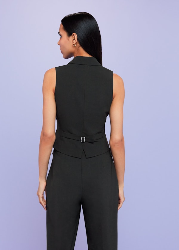 Black Sia Wool Blend Waistcoat
