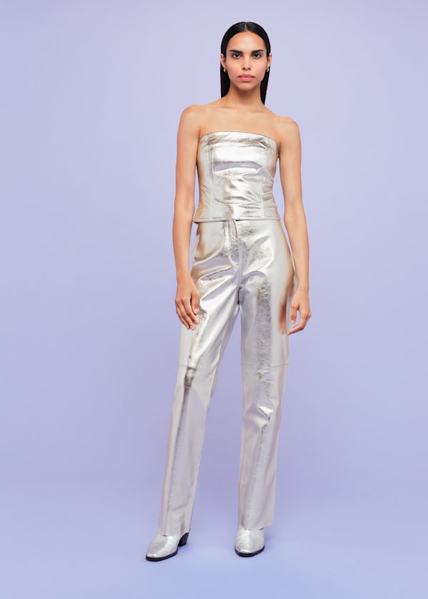 Silver Cosmo Leather Trouser