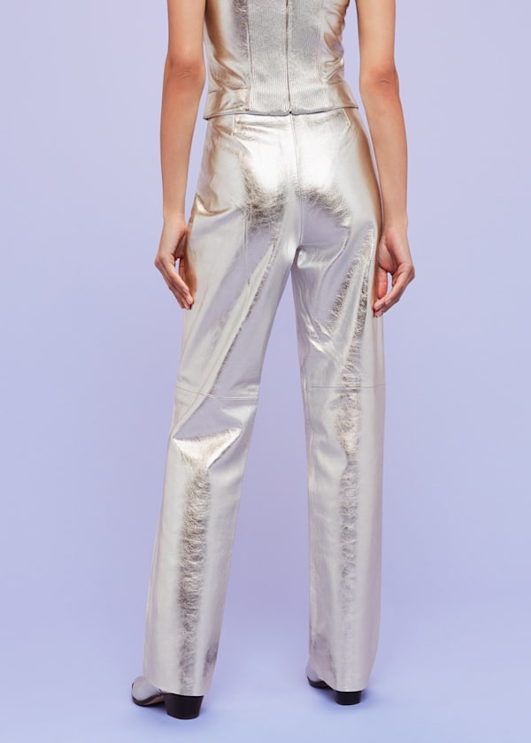 Silver Cosmo Leather Pants 