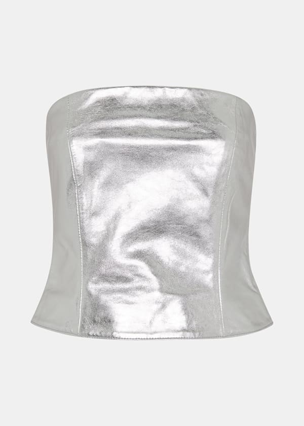 Silver Cosmo Leather Bandeau Top