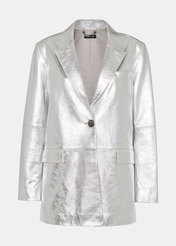 Silver Cosmo Leather Blazer