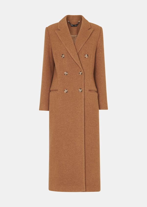 Camel Textured Wool Blend Coat