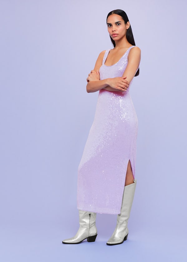 Lilac Miriam Sequin Midi Dress