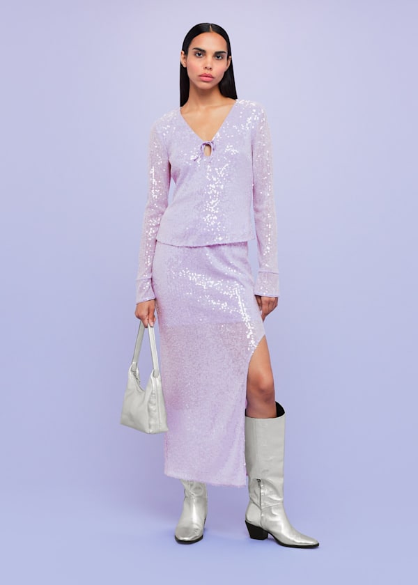 Lilac Lio Sequin Sculptured Skirt