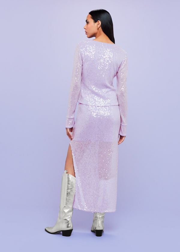 Lilac Lio Sequin Sculptured Skirt