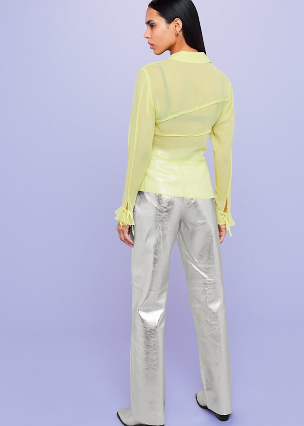 Yellow Fallon Seam Detail Silk Shirt