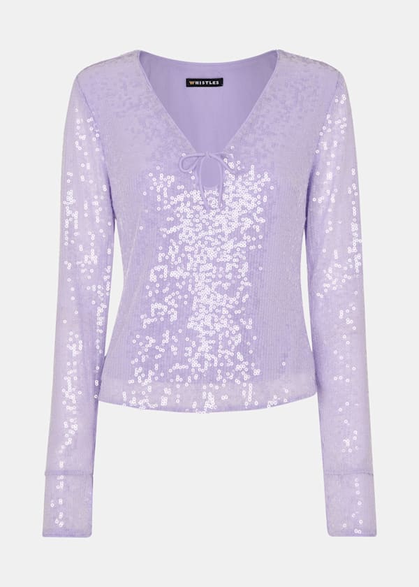 Lilac Nola Sequin Keyhole Top