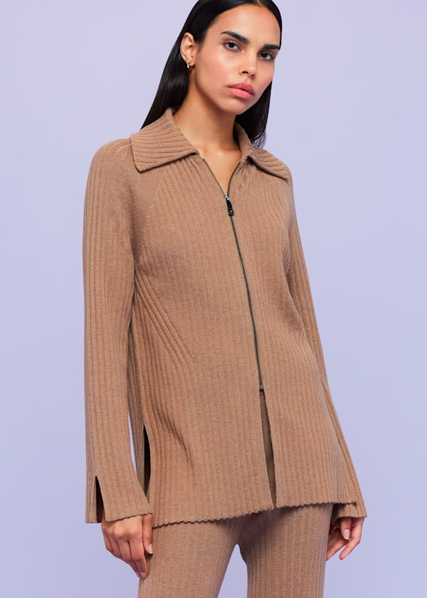 Camel Loki Wool Blend Cardigan