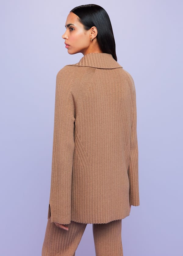 Camel Loki Wool Blend Cardigan