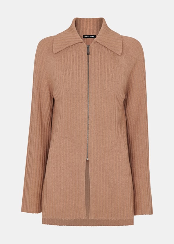 Camel Loki Wool Blend Cardigan