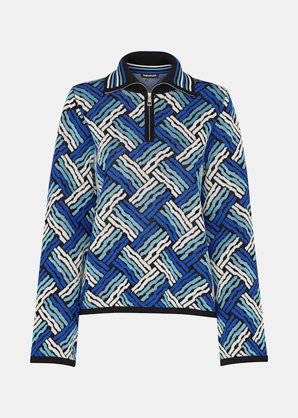 Jacquard Zip Neck Knit