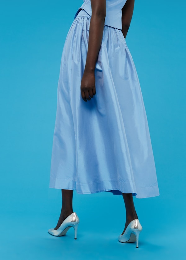 Blue Taffeta Silk Volume Skirt