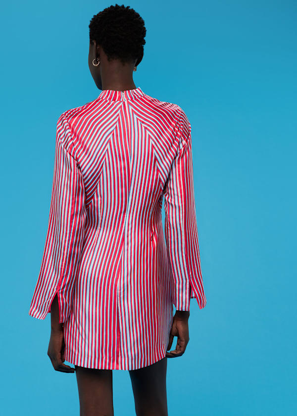 Multicolour Tangle Stripe Silk Mix Dress