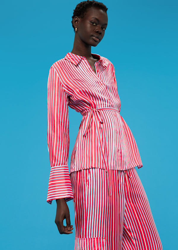 Multicolour Tangle Stripe Silk Mix Shirt