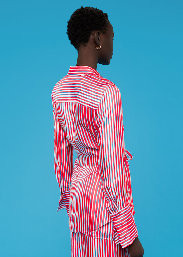 Multicolour Tangle Stripe Silk Mix Shirt