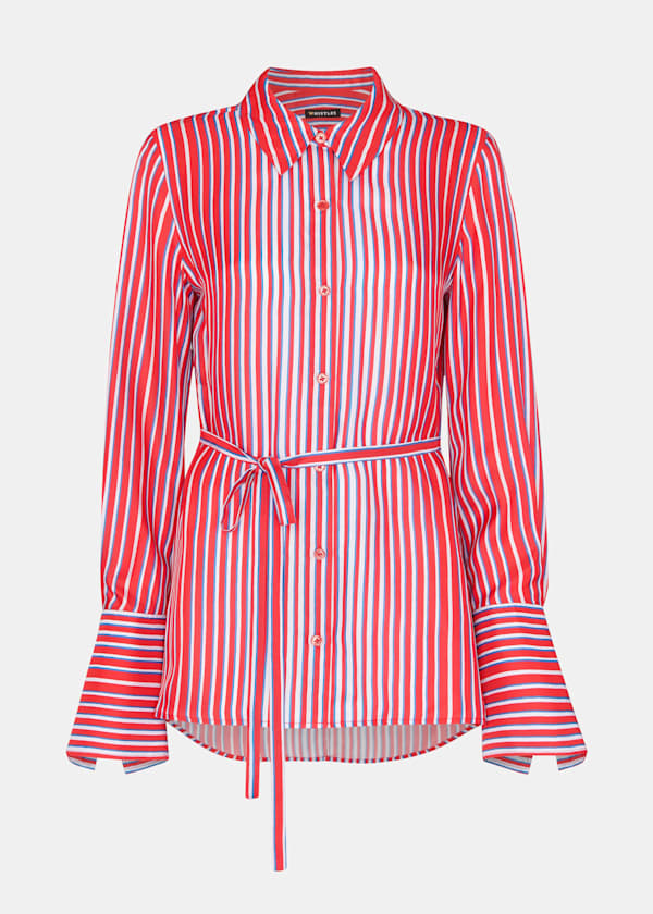Multicolour Tangle Stripe Silk Mix Shirt