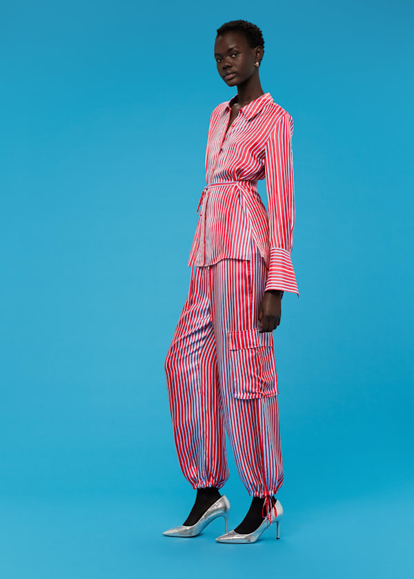 Tangle Stripe Silk Mix Trouser