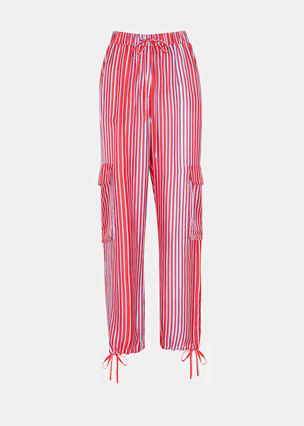 Multicolour Tangle Stripe Silk Mix Pants 