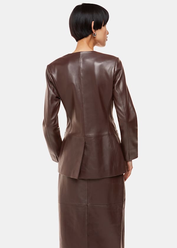 Chocolate Josie Wrap Leather Blazer
