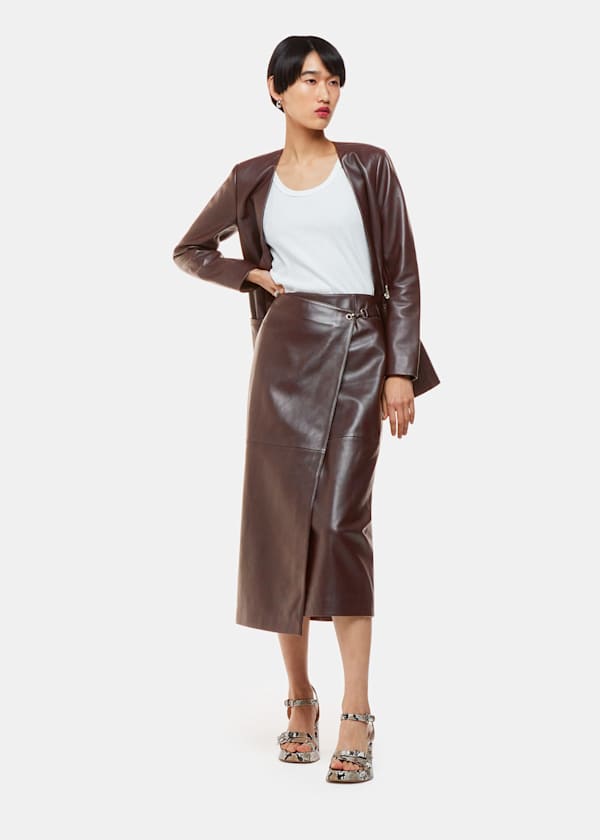 Josie Wrap Leather Skirt