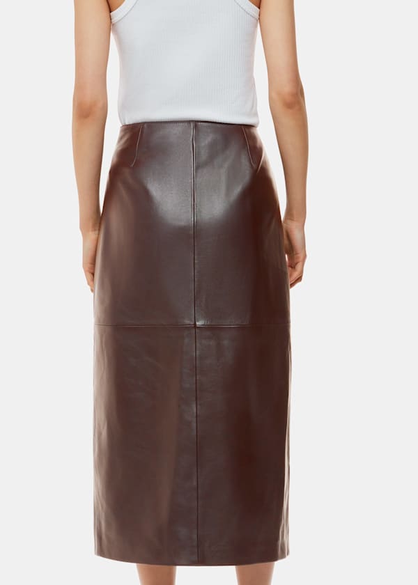 Chocolate Josie Wrap Leather Skirt